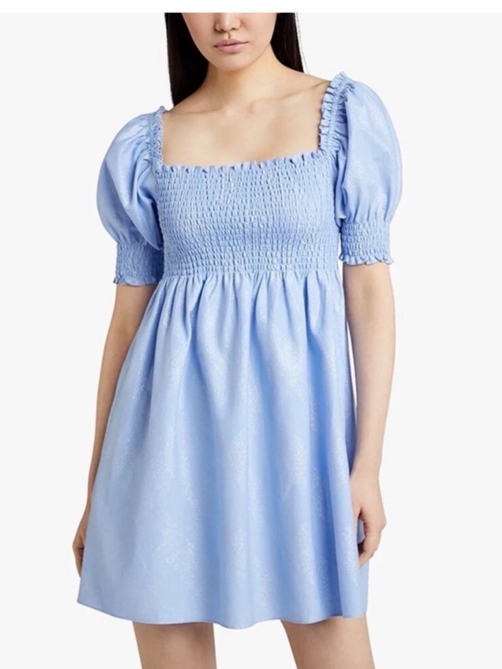 Hill House Powder Blue Smocked Sundress with Silver Sparkles